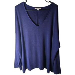 Blue Purejill Eco Terry V-neck, Dolman Sleeve,  3X